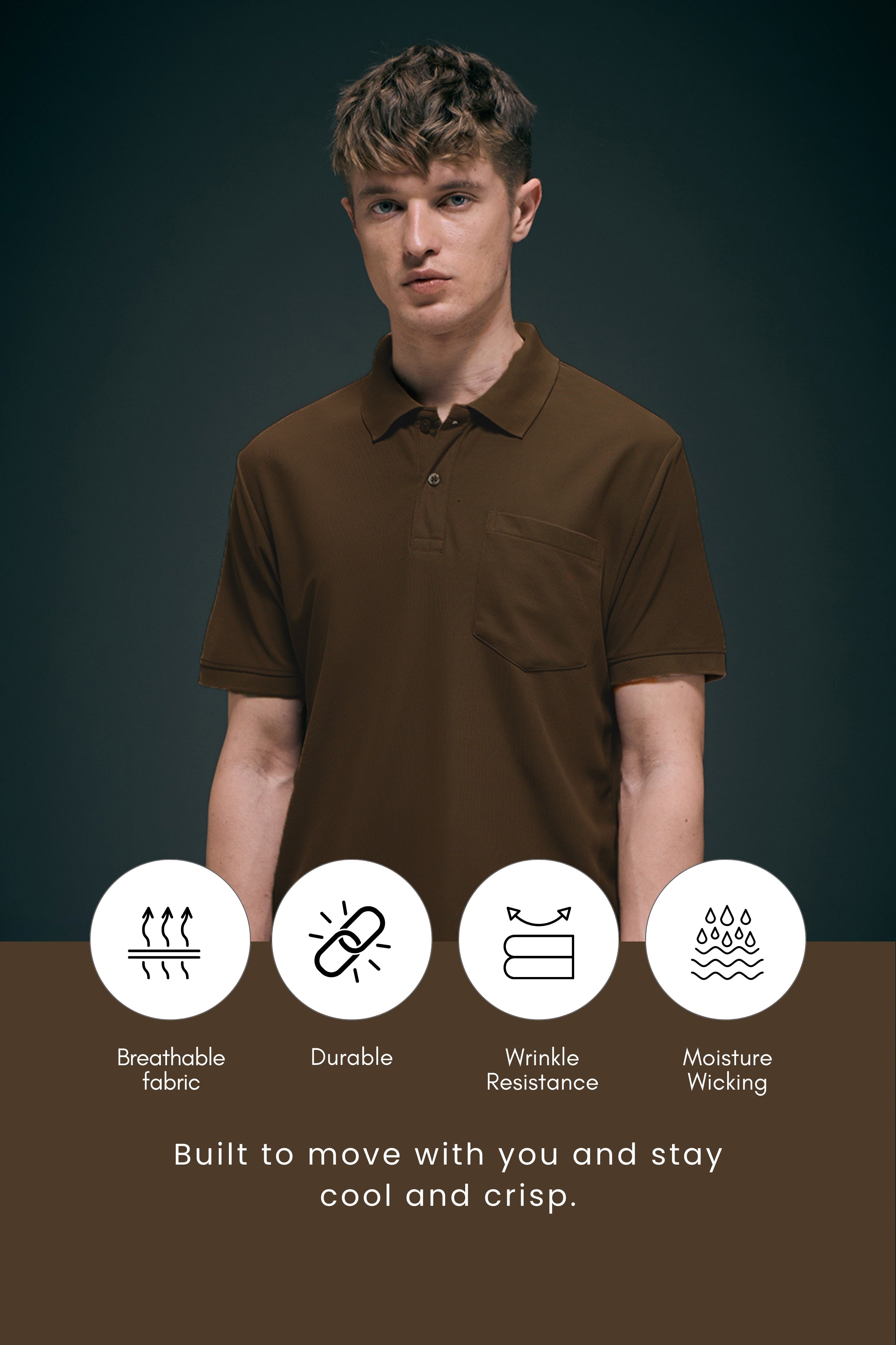 Coffee Brown Smart Tech Pocket + Polo – Maxzone Clothing