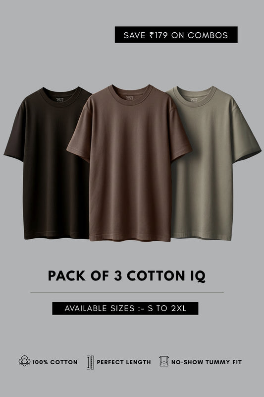 Cotton IQ Combo of 3 T-shirt