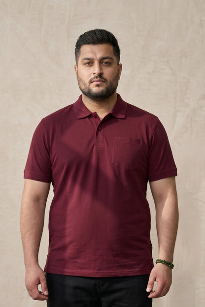 Wine - Zyric Pocket Polo Plus Size