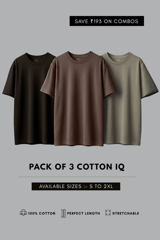 Cotton IQ Combo of 3 T-shirt
