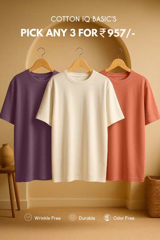 Cotton IQ Combo of 3 T-shirt