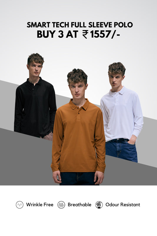 Smart Tech Polo Full Sleeve Combo of 3 T-shirt