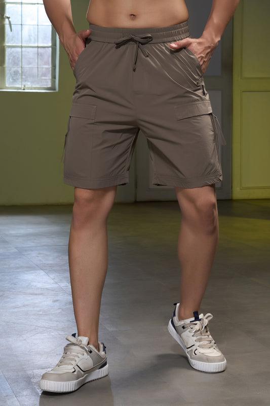 Olive  -  Cargo Zip Pocket Shorts