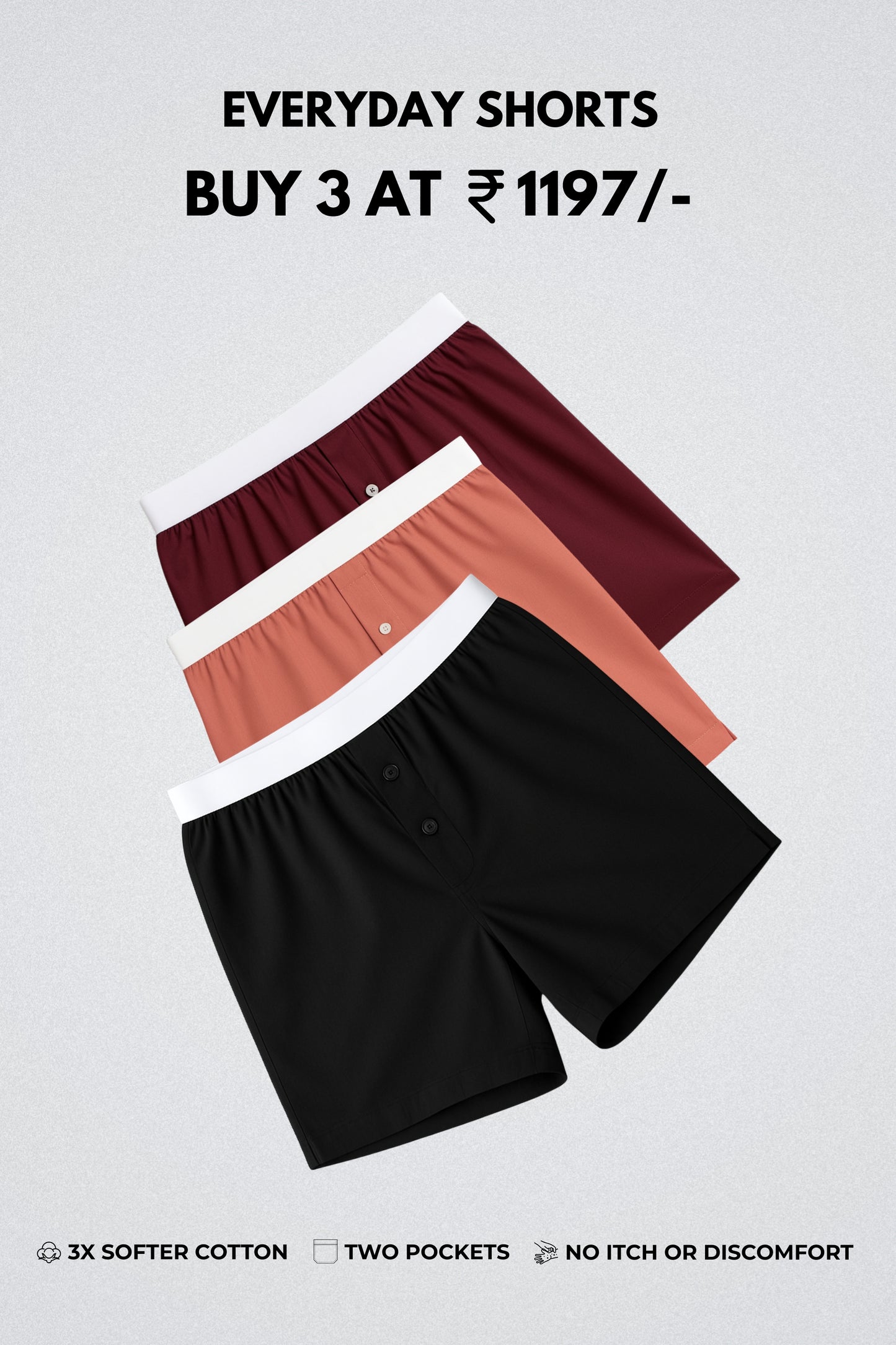 Bare Comfort Boxer Combo of 3
