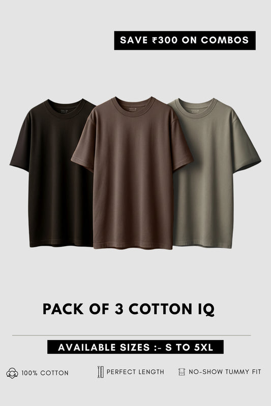 Cotton IQ Combo of 3 T-shirt
