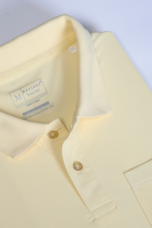 Shop Men's Light Yellow Pocket Polo T-shirt-front Maxzone Clothing
