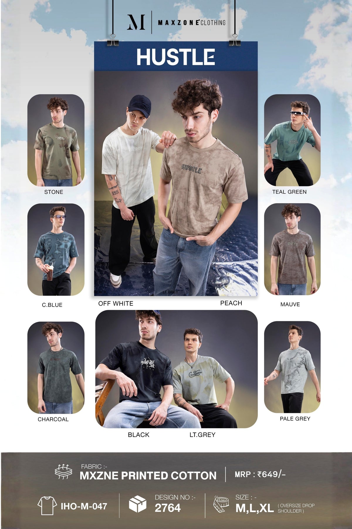 Hustle Oversize Drop Shoulder T-shirt Pack of 100