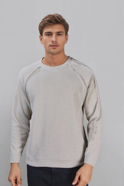 Beige Cotton Crew Neck Sweatshirt
