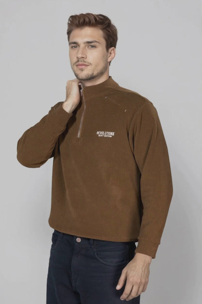 Deep Brown Zipper Sweatshirt
