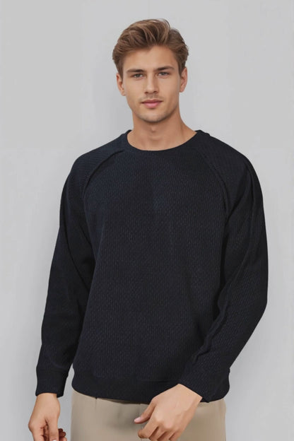 Black Cotton Crew Neck Sweatshirt