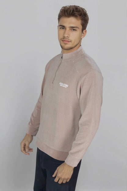 Beige Zipper Sweatshirt