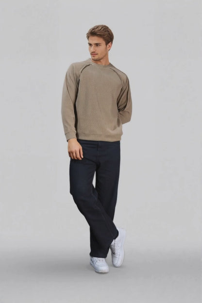 Light Brown Cotton Crew Neck Sweatshirt