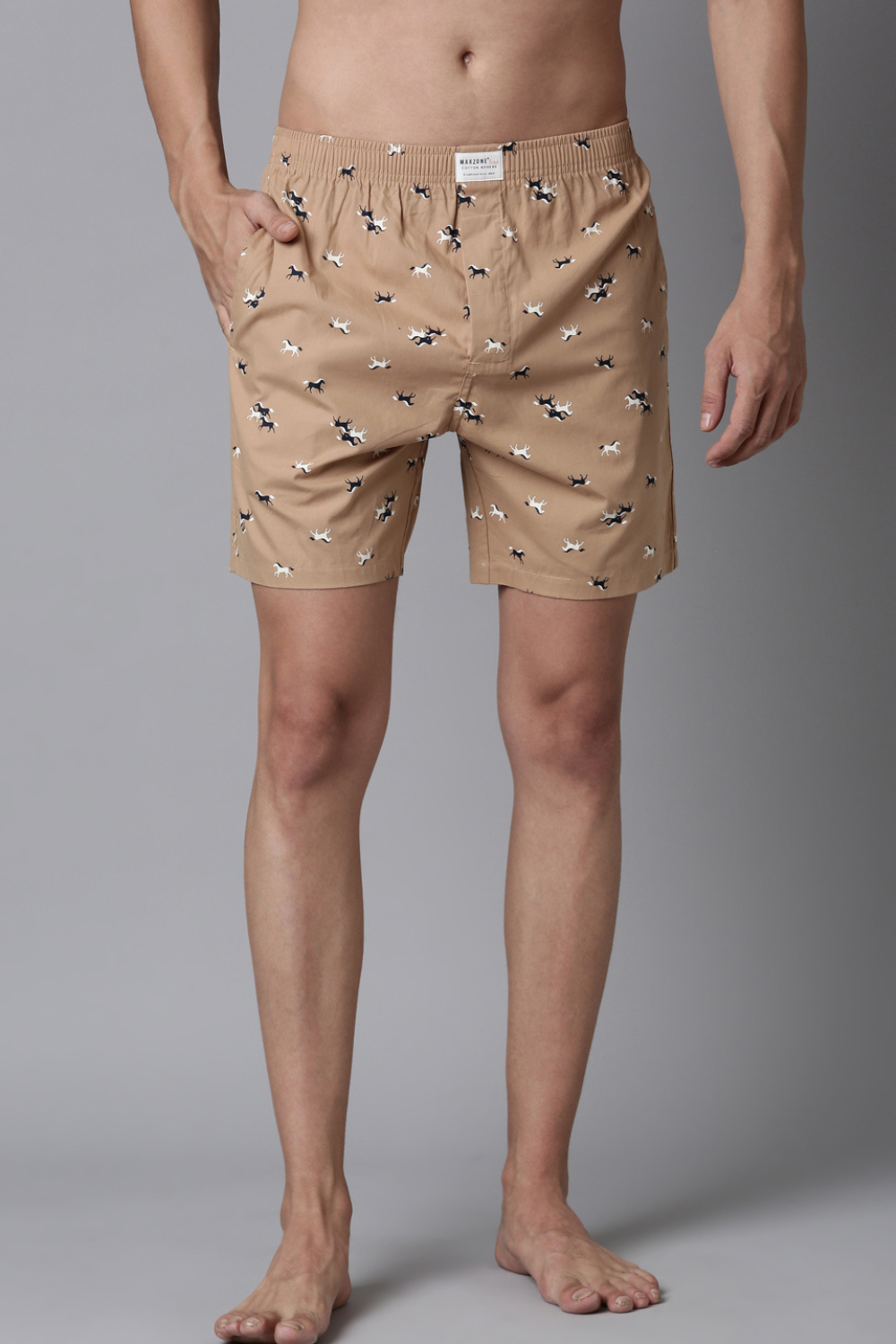 Night-Shadow, Pastel-Yellow & Leather-Brown Printed 365 Boxers Triplet Combo  Maxzone Clothing   