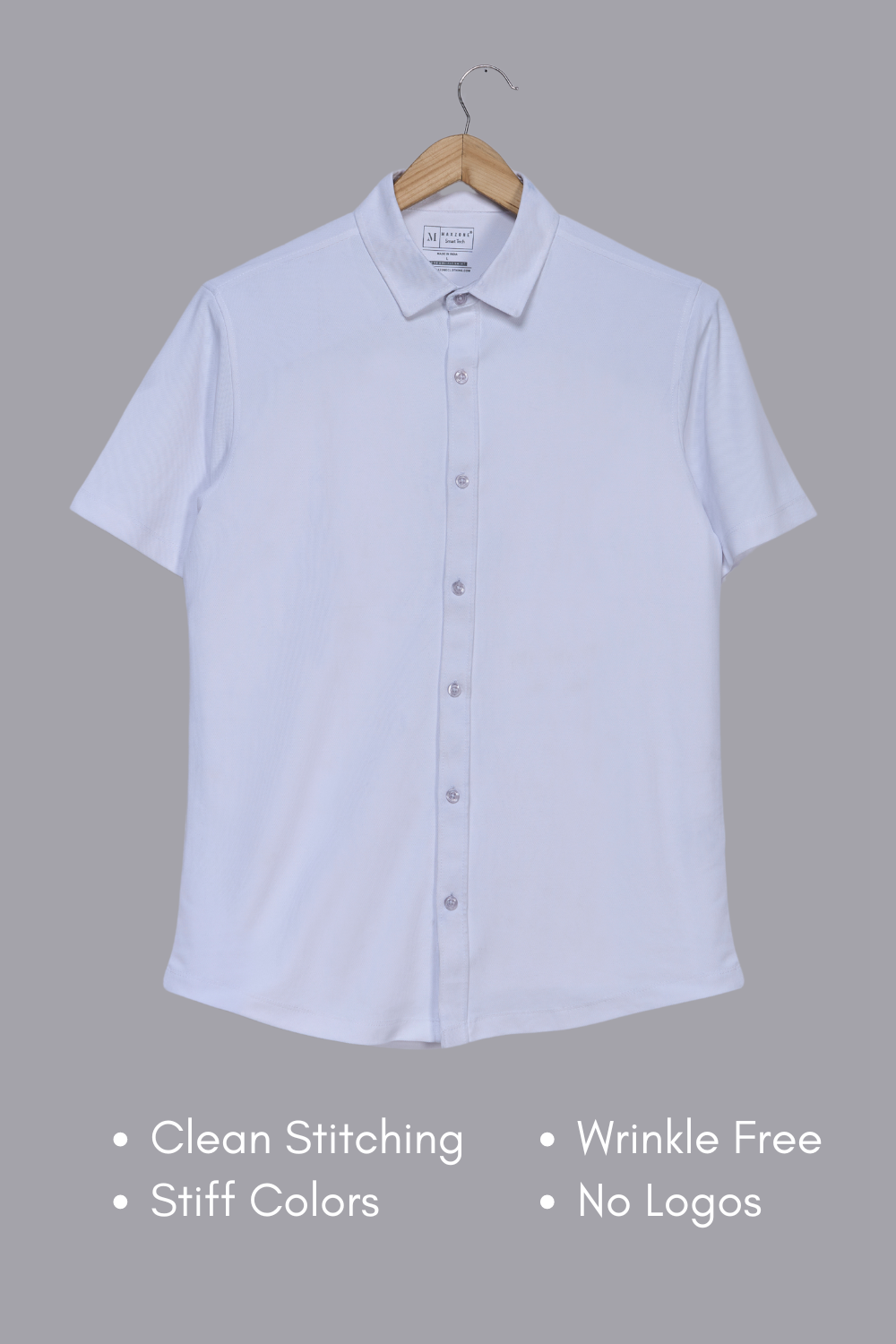 White Smart Tech Shirt Shirts Maxzone Clothing   