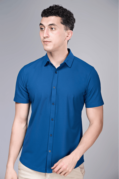 Teal Navy Smart Tech Shirt Shirts Maxzone Clothing   