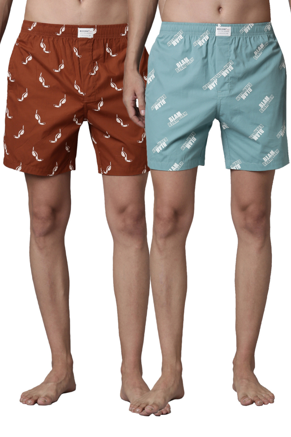 Sea-Foam Printed &  Russet Printed 365 Boxers Combo  Maxzone Clothing   