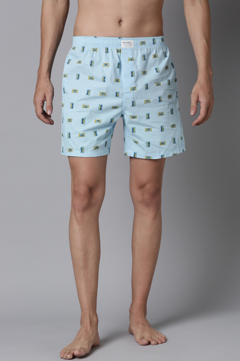 Cream-Stone Printed & Cool-Blue Printed 365 Boxers Combo Maxzone Clothing