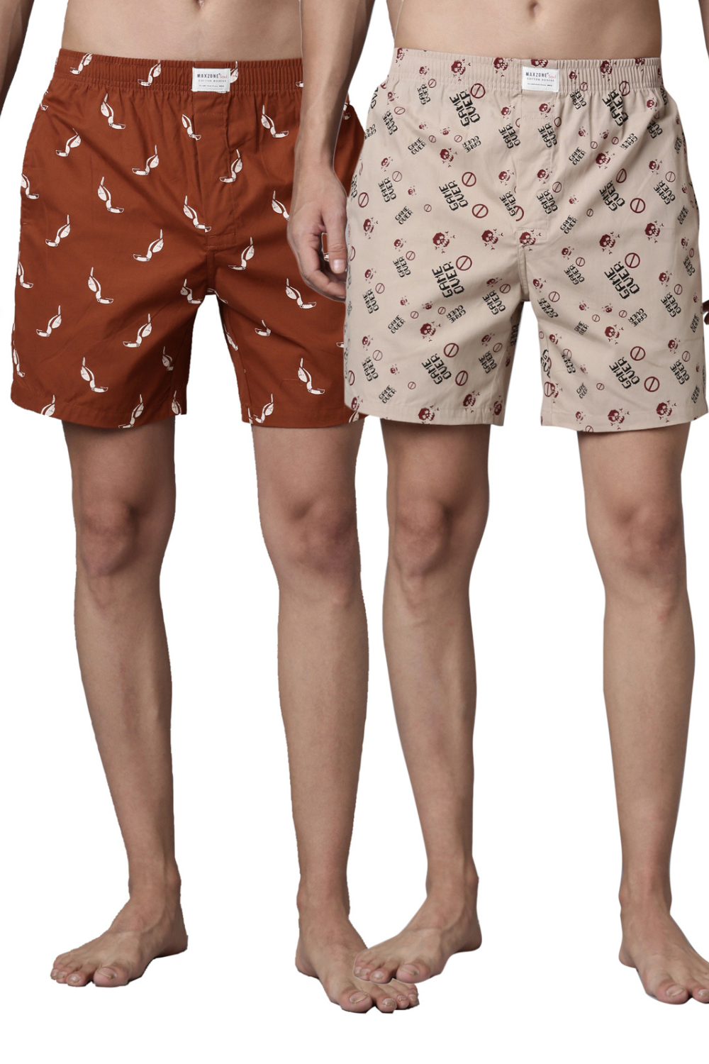 Russet Printed & Sand-Stone Printed 365 Boxers Combo  Maxzone Clothing   