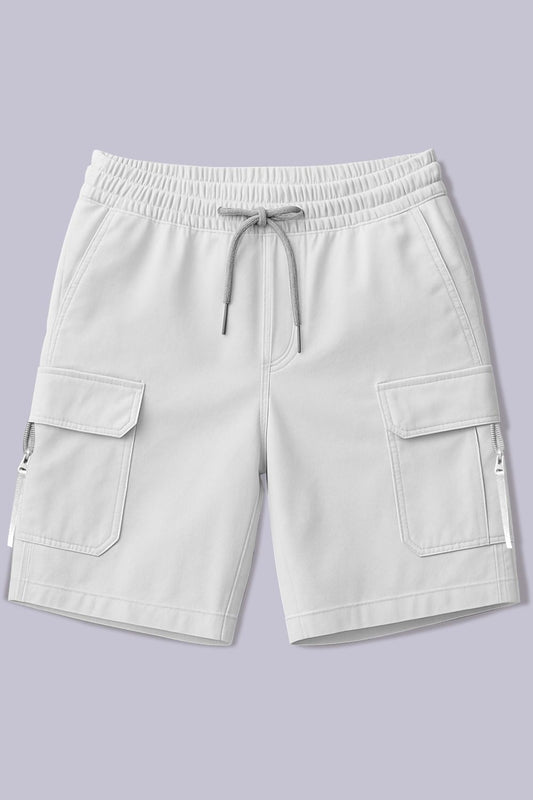 Grey  - Cargo Zip Pocket Shorts