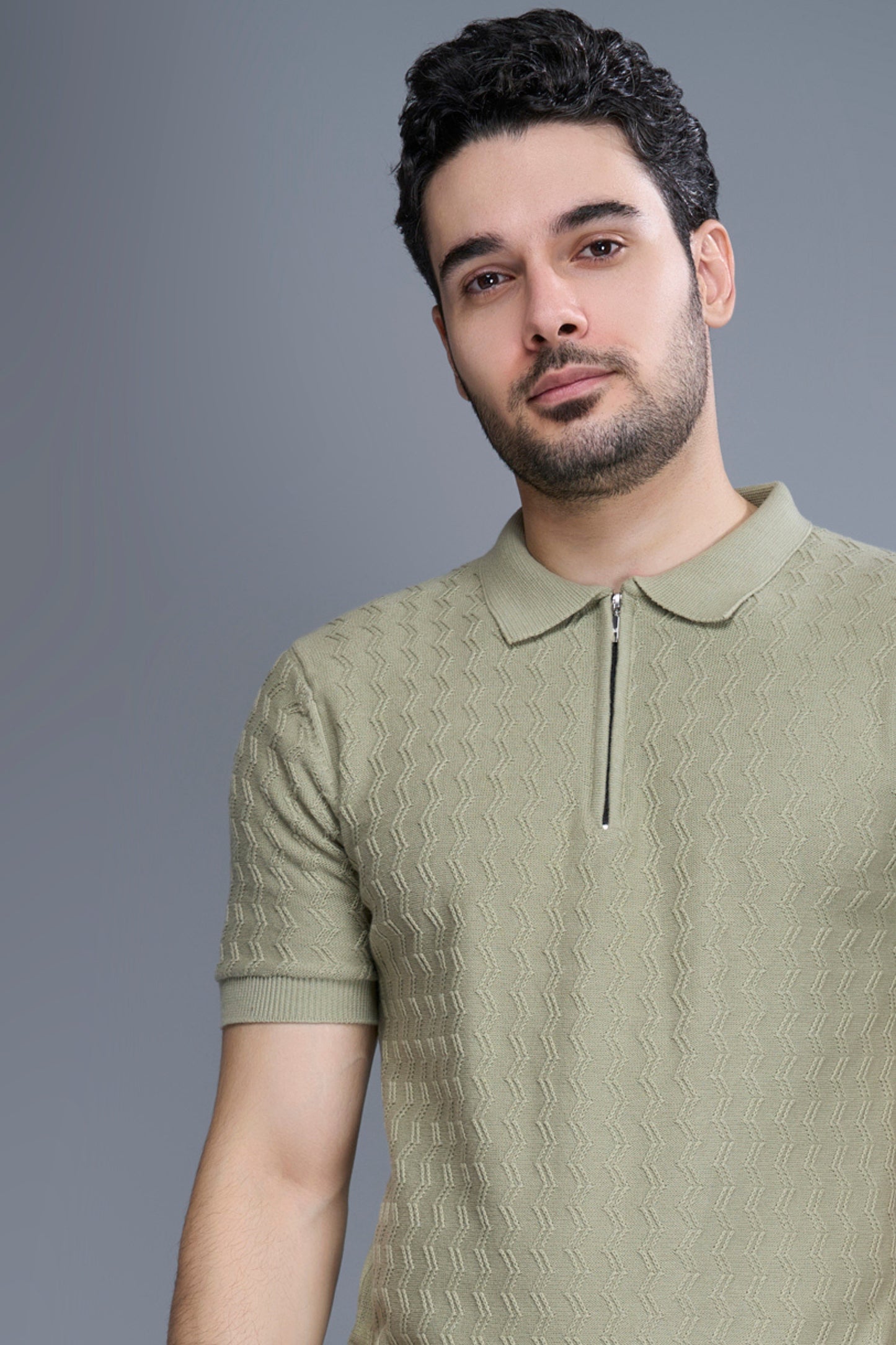 Olive Green - Luxe Knitted Polo Maxzone Clothing M