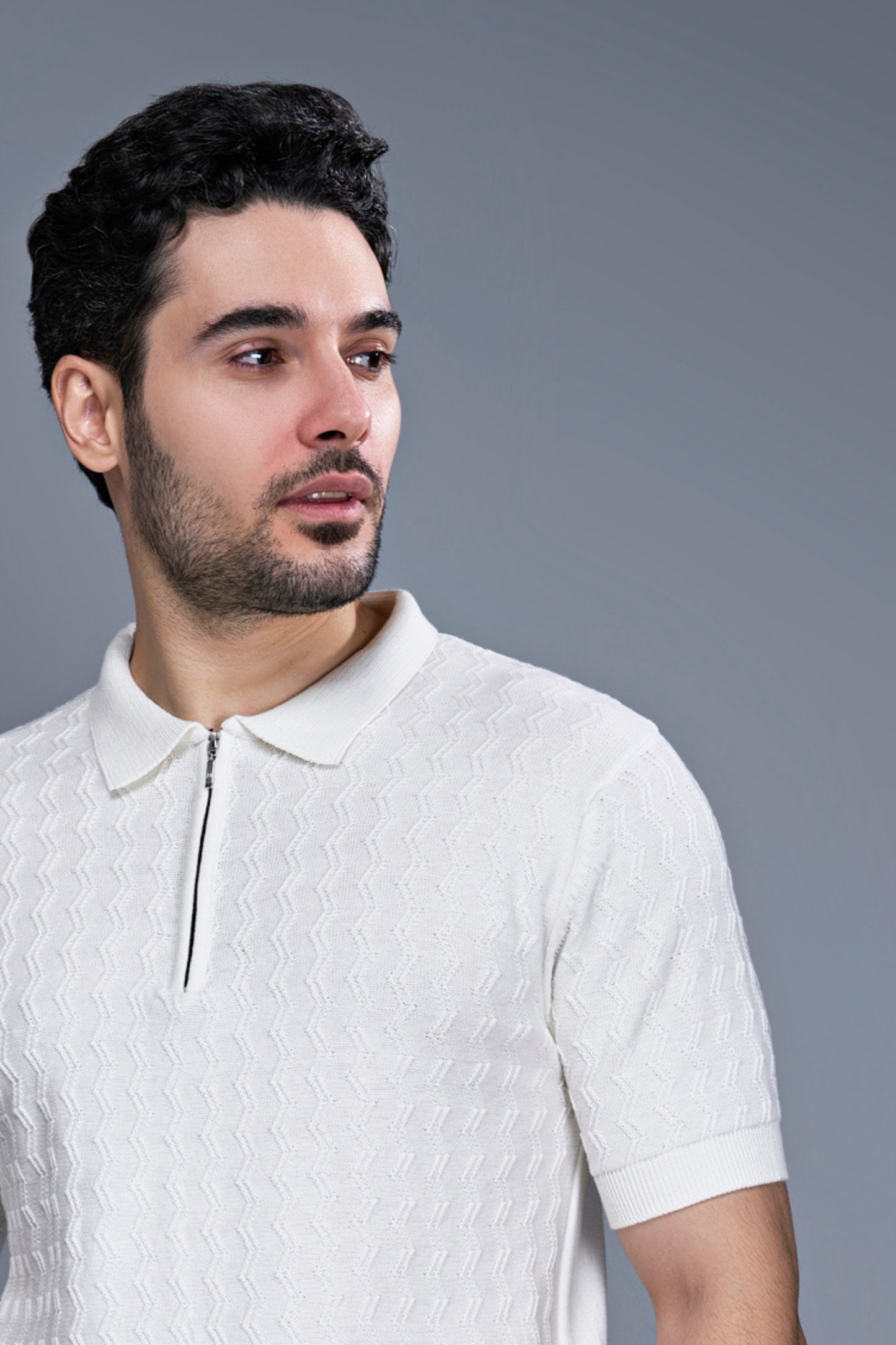 White - Luxe Knitted Polo Maxzone Clothing