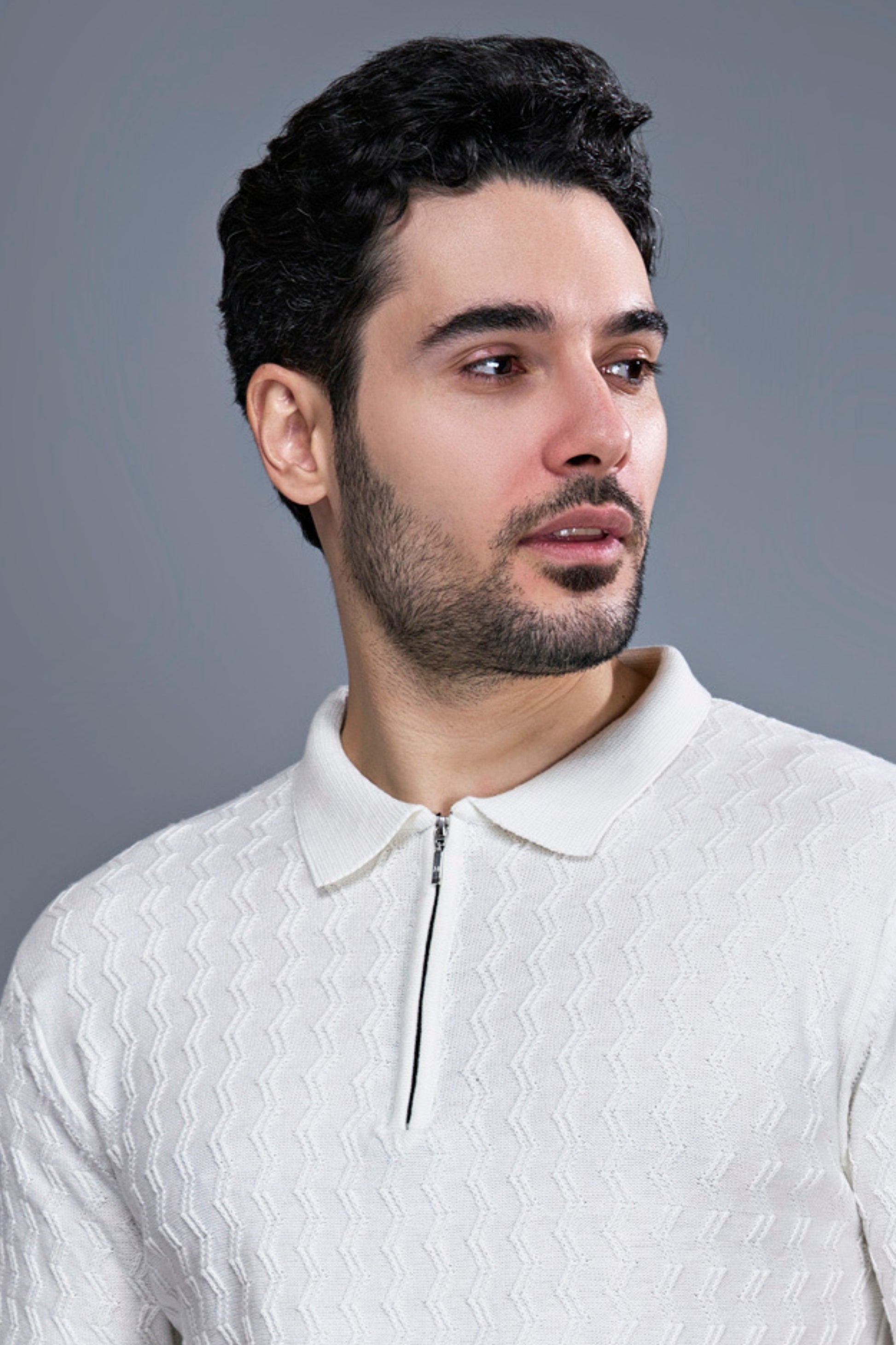 White - Luxe Knitted Polo Maxzone Clothing M
