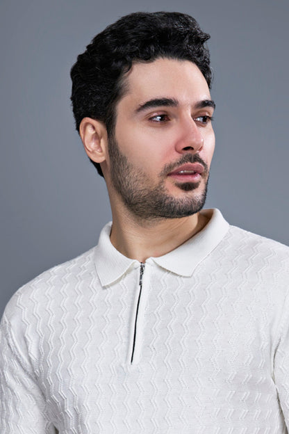 White - Luxe Knitted Polo Maxzone Clothing M