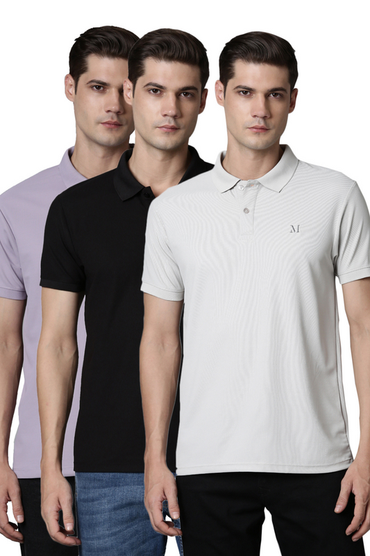 Smart Tech Polo - Cosmic Sky, Black and  Grey Triplet Combo  Maxzone Clothing   