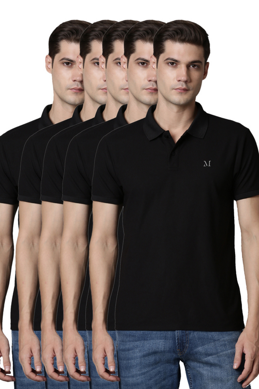 Smart Tech Polo-Black Combo Pack of 5  Maxzone Clothing   