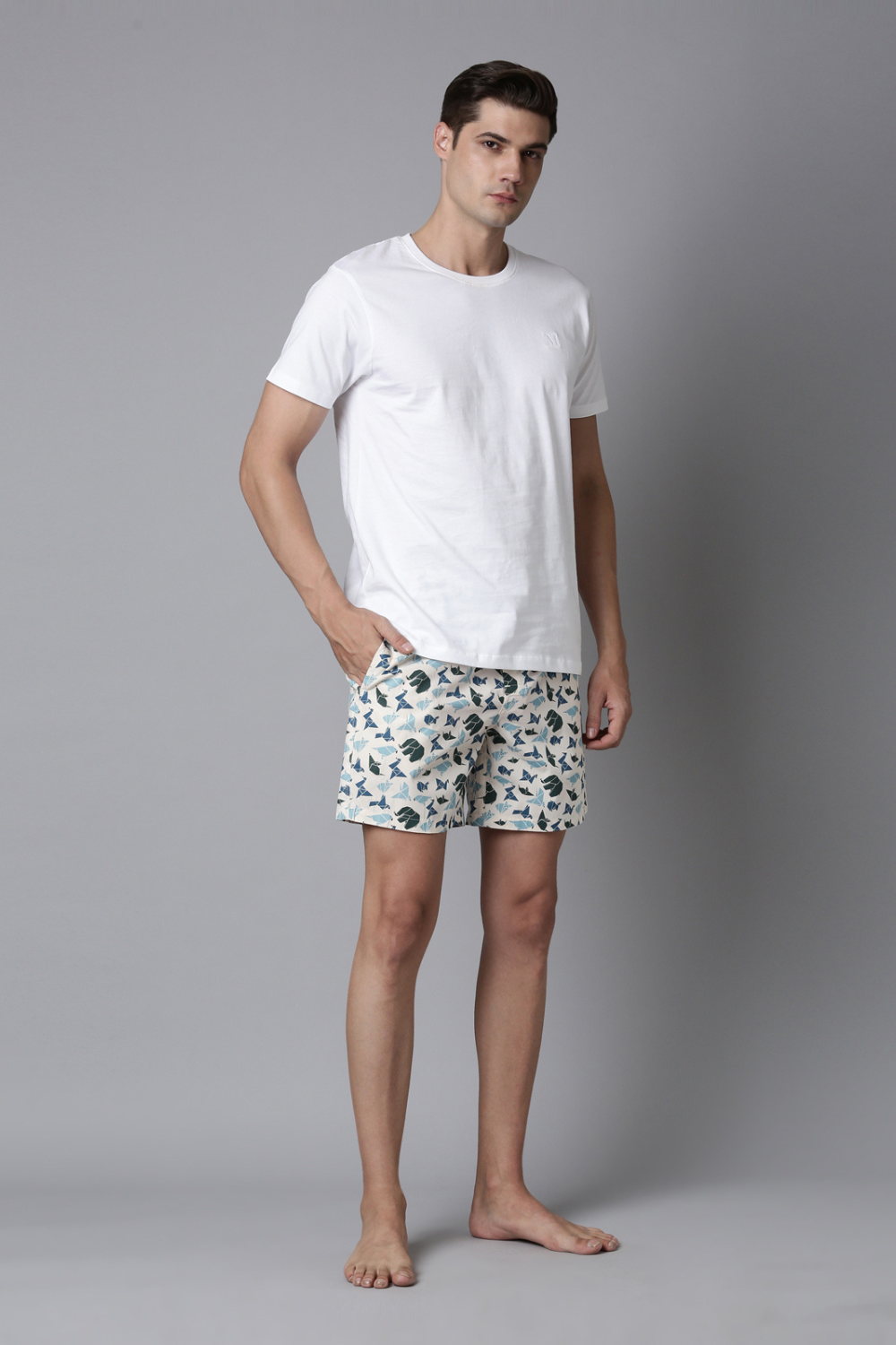Solid T-Shirt + Cream-Stone Printed 365 Boxers Combo  Maxzone Clothing   