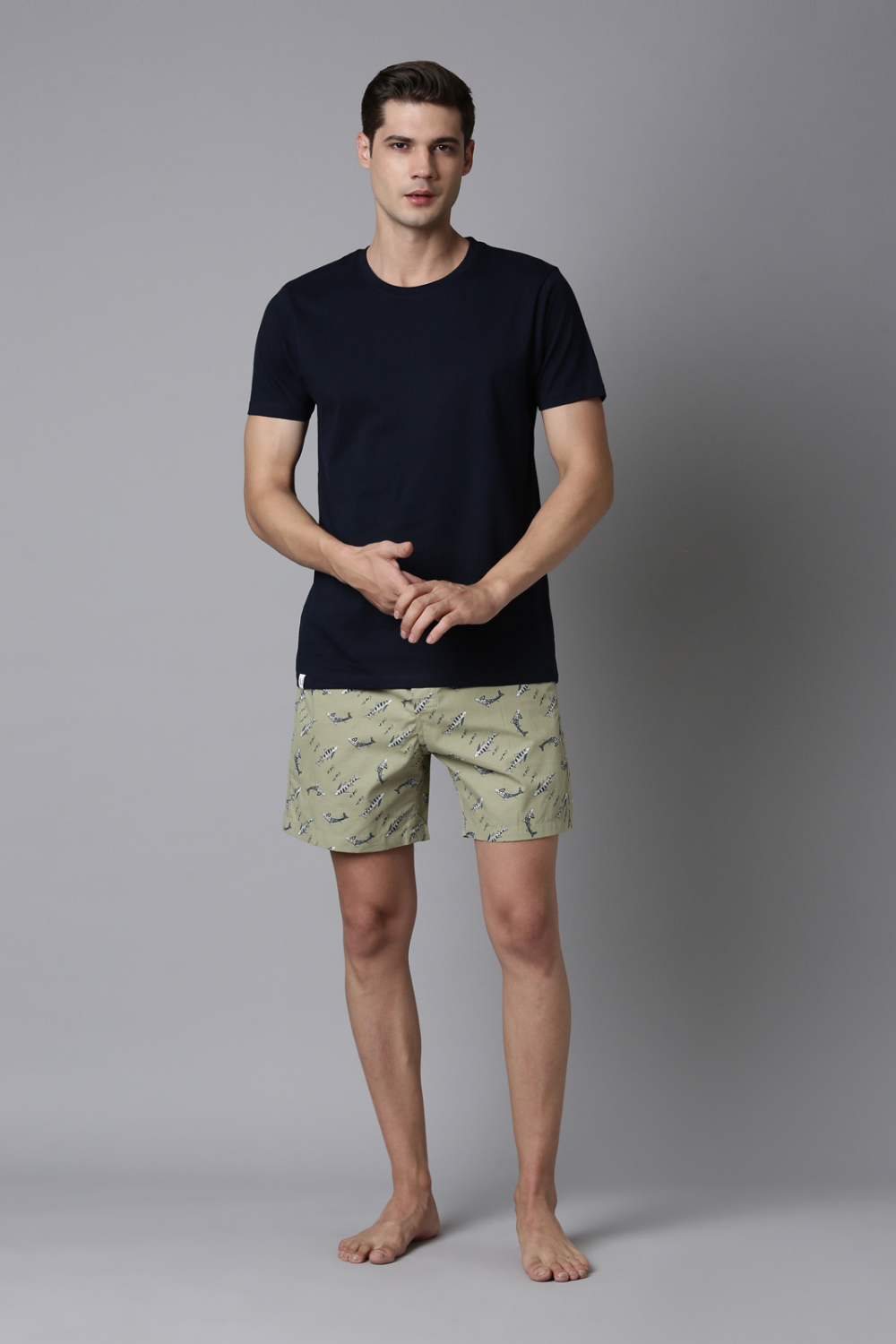 Solid T-Shirt + Fern-Green Printed 365 Boxers Combo  Maxzone Clothing   
