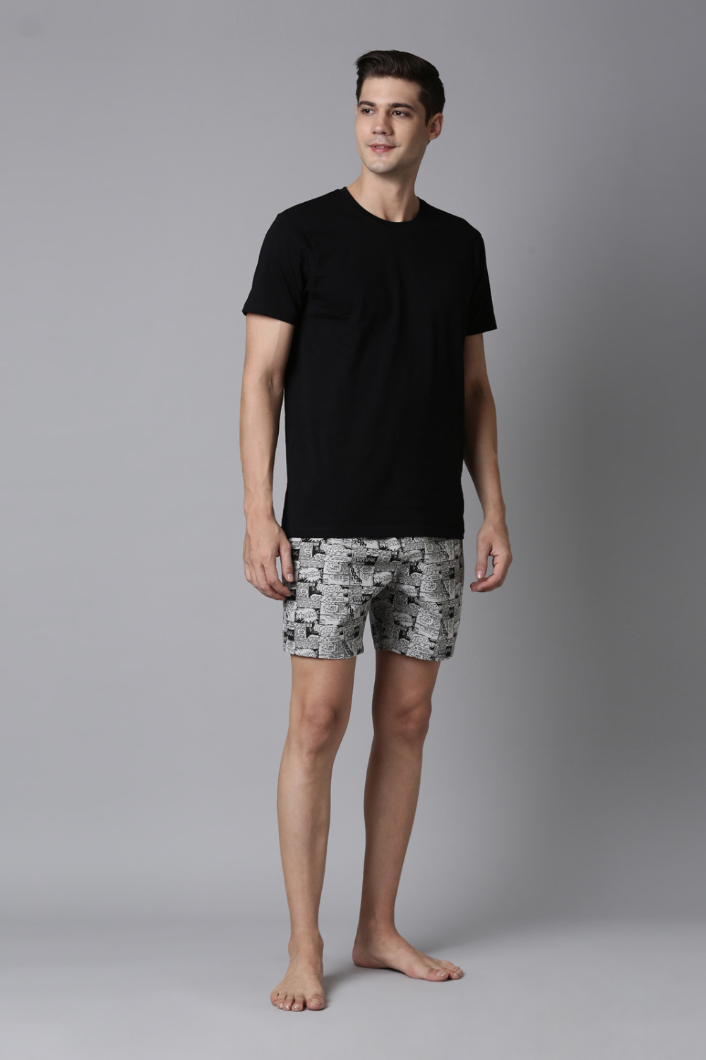 Solid T-shirt + Midnight-Black Printed 365 Boxers Combo  Maxzone Clothing   